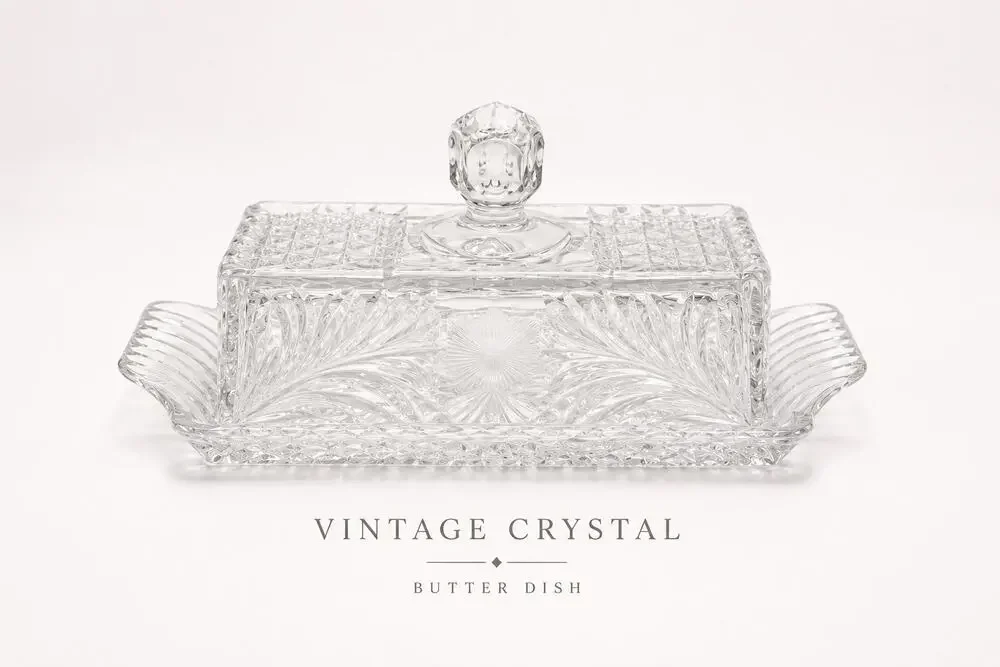 Federal Glass Windsor Style Pressed Glass Butter Dish with Lid Clear Glass